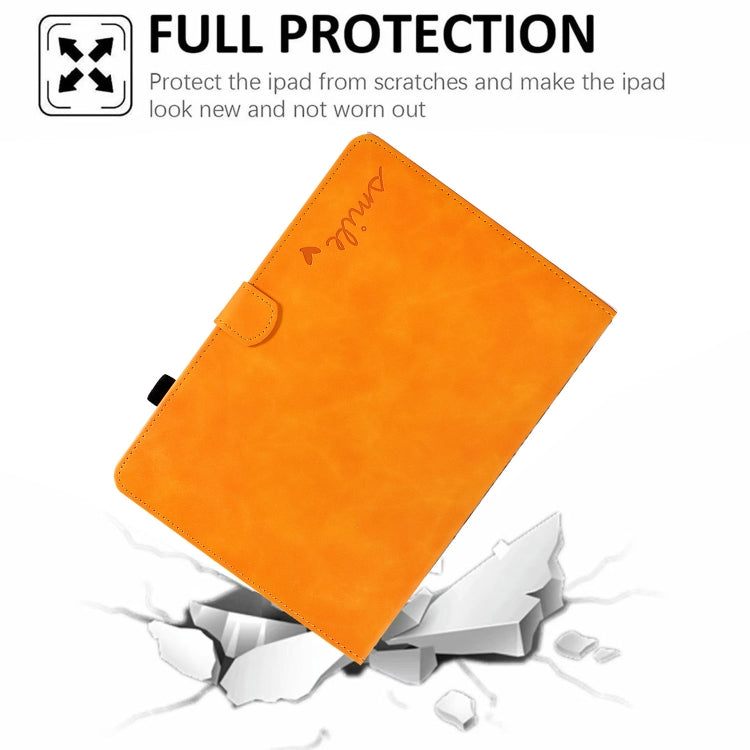 For Lenovo M10 Plus Embossed Smile Flip Tablet Leather Case(Khaki) - Lenovo by PMC TechLife | Online Shopping South Africa | PMC TechLife | Buy Now Pay Later Mobicred