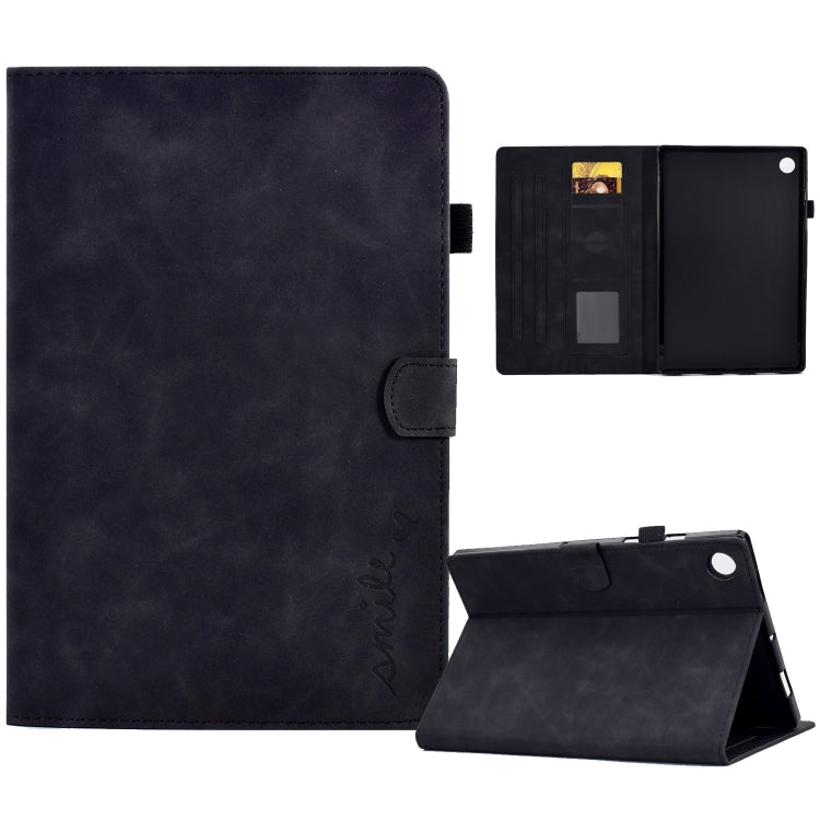 For Huawei MatePad T 10 / T 10s / Honor Pad 6 / X6 Embossed Smile Flip Tablet Leather Case(Black) - Honor by PMC TechLife | Online Shopping South Africa | PMC TechLife | Buy Now Pay Later Mobicred
