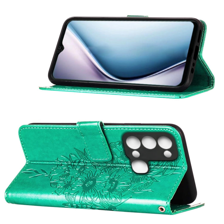 For Itel P38/S17/S1661W/Vision 3 Embossed Butterfly Flip Leather Phone Case(Green) - More Brand by PMC TechLife | Online Shopping South Africa | PMC TechLife
