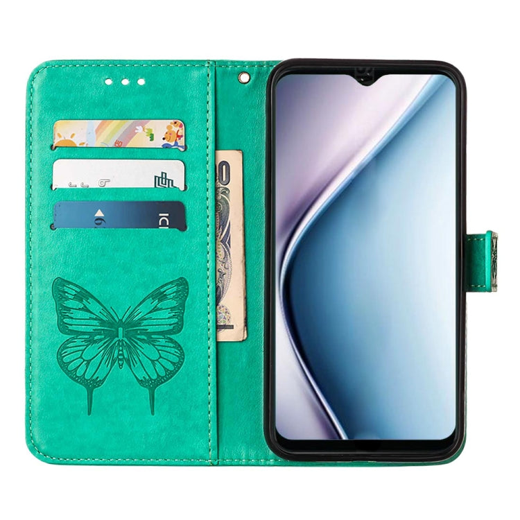 For Itel P38/S17/S1661W/Vision 3 Embossed Butterfly Flip Leather Phone Case(Green) - More Brand by PMC TechLife | Online Shopping South Africa | PMC TechLife