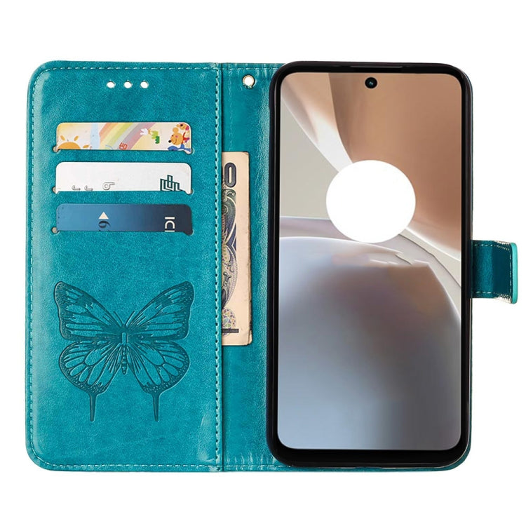 For Motorola Moto G32 Embossed Butterfly Flip Leather Phone Case(Blue) - Motorola Cases by PMC TechLife | Online Shopping South Africa | PMC TechLife | Buy Now Pay Later Mobicred
