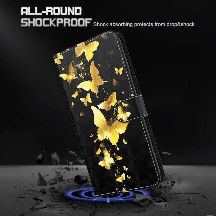 For OPPO Reno7 5G/Find X5 Lite 3D Painting Pattern TPU + PU Leather Phone Case(Gold Butterfly) - OPPO Cases by PMC TechLife | Online Shopping South Africa | PMC TechLife | Buy Now Pay Later Mobicred