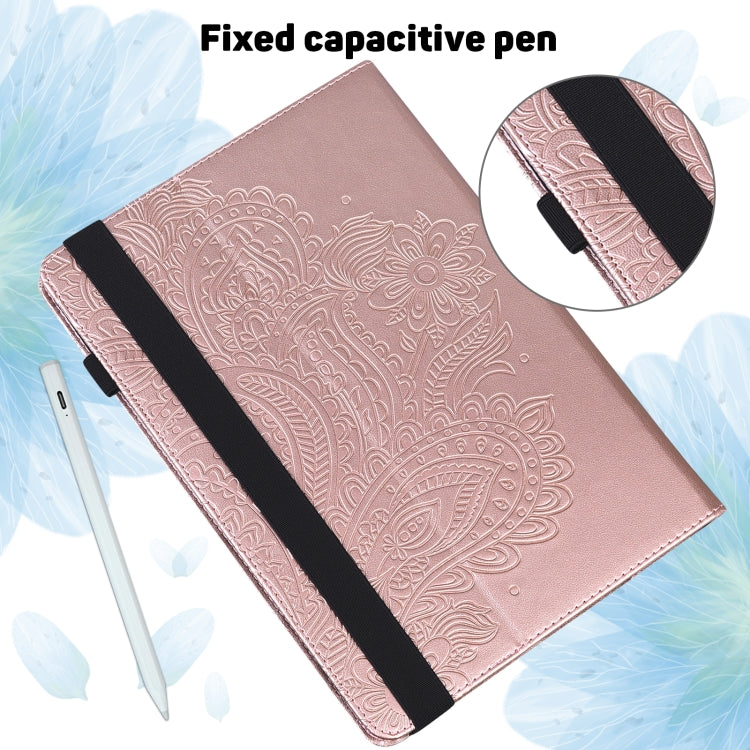For Nokia T10 Peacock Embossed Pattern Leather Tablet Case(Gold) - Nokia by PMC TechLife | Online Shopping South Africa | PMC TechLife | Buy Now Pay Later Mobicred