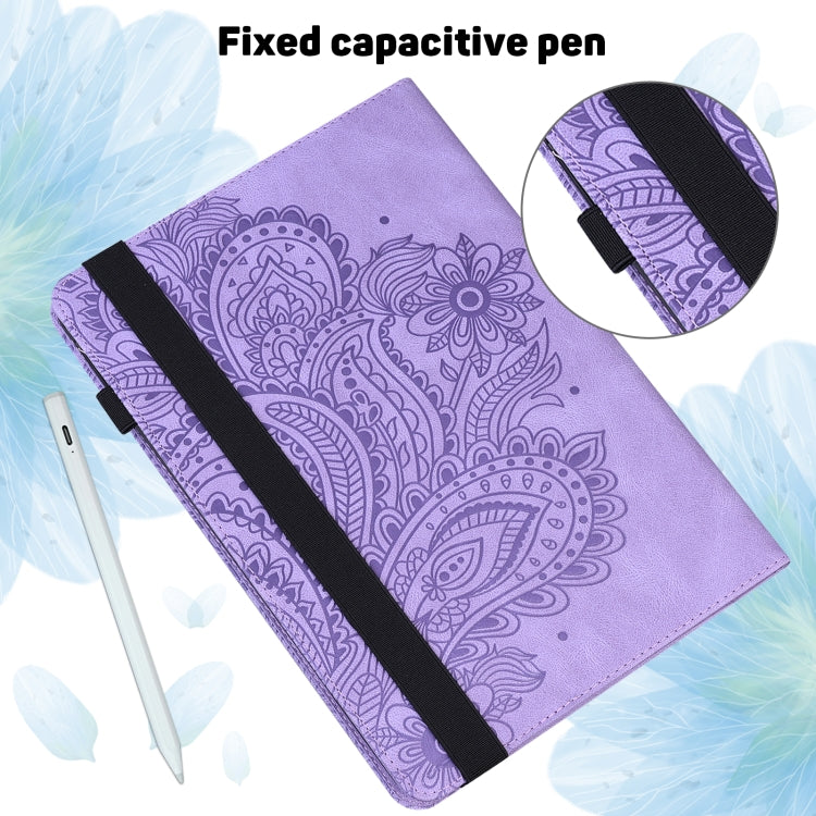 For Amazon Kindle Fire 7 2022 Peacock Embossed Pattern Leather Tablet Case(Purple) - Amazon by PMC TechLife | Online Shopping South Africa | PMC TechLife | Buy Now Pay Later Mobicred