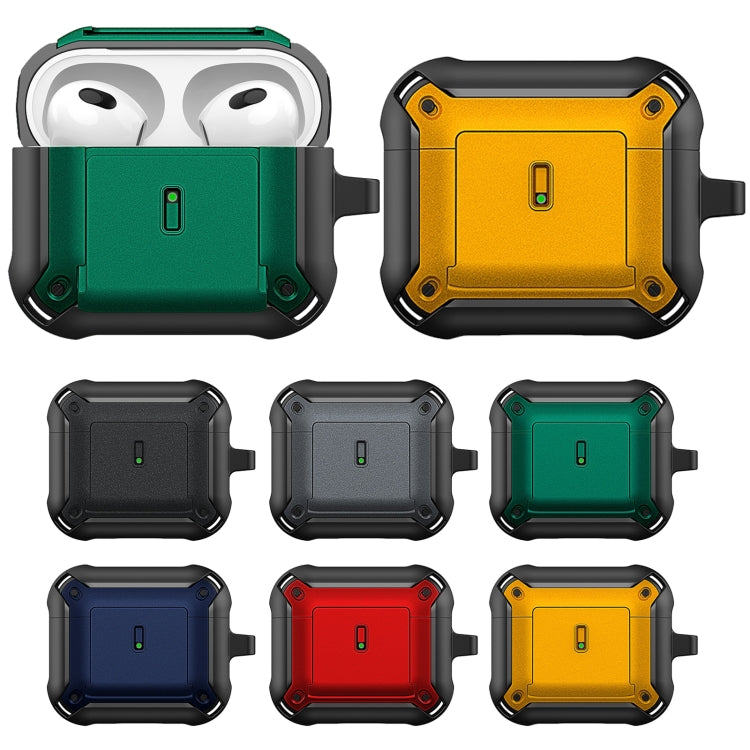 For AirPods 3 Sliding Buckle Wireless Earphone Protective Case with Hook(Black) - For AirPods 3 by PMC Jewellery | Online Shopping South Africa | PMC Jewellery | Buy Now Pay Later Mobicred