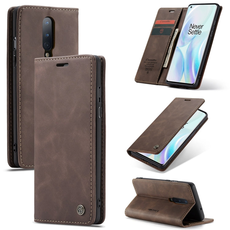 For OnePlus 8 CaseMe Multifunctional Horizontal Flip Leather Case, with Card Slot & Holder & Wallet(Coffee) - free shipping - PMC Jewellery - Order now!