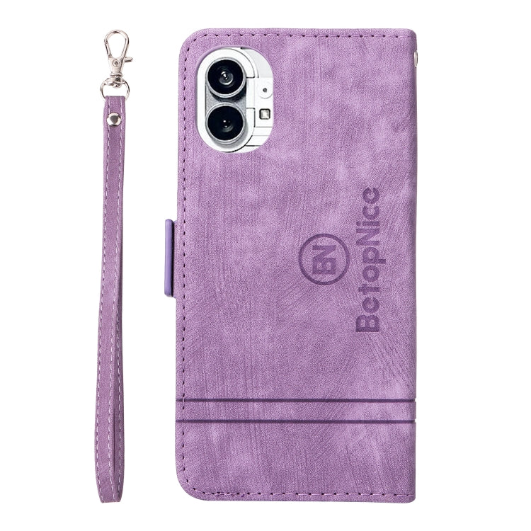 For Nothing Phone 1 BETOPNICE Dual-side Buckle Leather Phone Case(Purple) - Nothing Cases by BETOPNICE | Online Shopping South Africa | PMC Jewellery | Buy Now Pay Later Mobicred