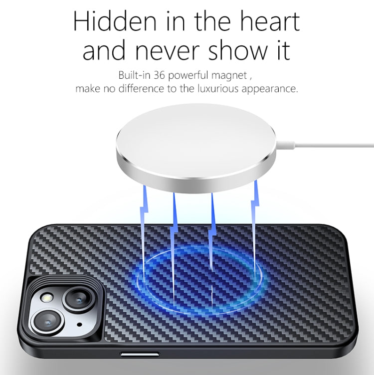 For iPhone 14 wlons Magsafe Carbon Fiber Kevlar TPU Phone Case(Black) - free shipping - PMC Jewellery - Order now!