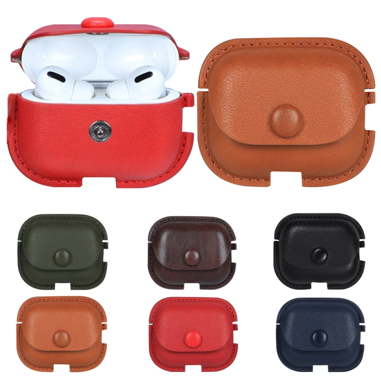 For AirPods Pro 2 Litchi Texture PU Leather Earphone Protective Case with Hook(Red) - For AirPods Pro 2 by PMC Jewellery | Online Shopping South Africa | PMC Jewellery | Buy Now Pay Later Mobicred