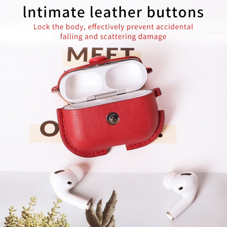 For AirPods Pro 2 Litchi Texture PU Leather Earphone Protective Case with Hook(Dark Brown) - For AirPods Pro 2 by PMC Jewellery | Online Shopping South Africa | PMC Jewellery | Buy Now Pay Later Mobicred