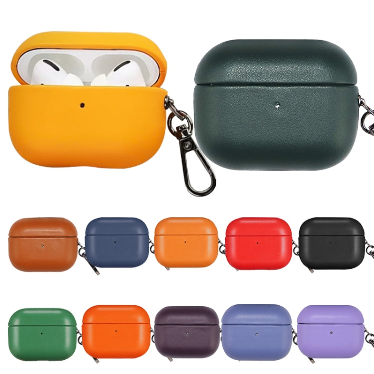 For Apple AirPods Pro 2 PU Leather Wireless Bluetooth Earphone Protective Case(Yellow) - For AirPods Pro 2 by PMC Jewellery | Online Shopping South Africa | PMC Jewellery | Buy Now Pay Later Mobicred