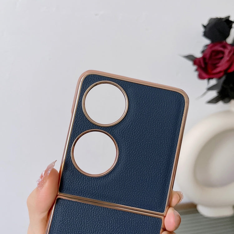 For Huawei P50 Pocket Genuine Leather Luolai Series Nano Plating Phone Case(Black) - Huawei Cases by PMC TechLife | Online Shopping South Africa | PMC TechLife | Buy Now Pay Later Mobicred