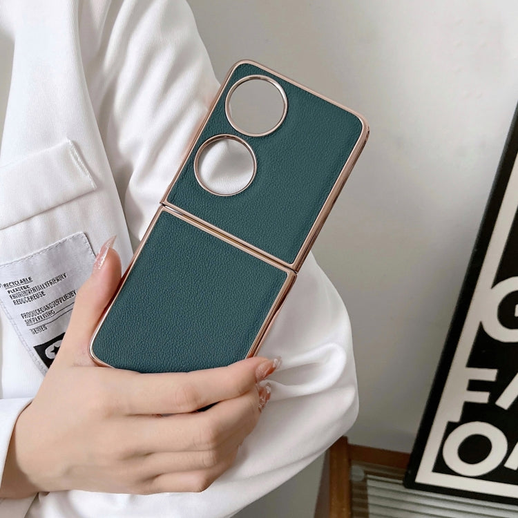 For Huawei P50 Pocket Genuine Leather Luolai Series Nano Plating Phone Case(Black) - Huawei Cases by PMC TechLife | Online Shopping South Africa | PMC TechLife | Buy Now Pay Later Mobicred