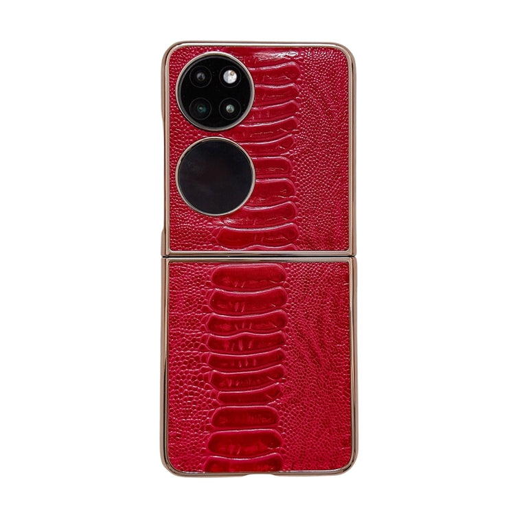 For Huawei P50 Pocket Genuine Leather Weilai Series Nano Plating Phone Case(Red) - Huawei Cases by PMC TechLife | Online Shopping South Africa | PMC TechLife | Buy Now Pay Later Mobicred