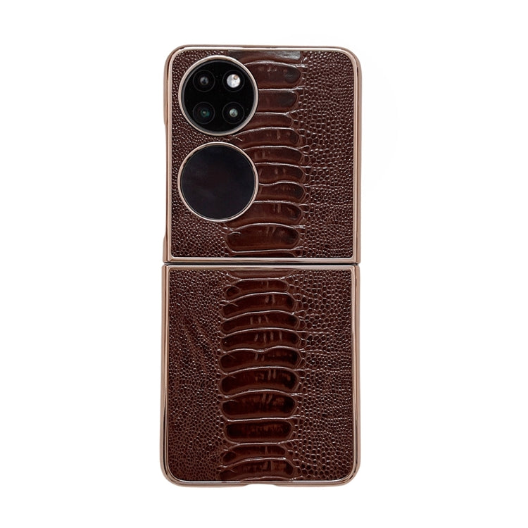 For Huawei P50 Pocket Genuine Leather Weilai Series Nano Plating Phone Case(Coffee) - free shipping - PMC TechLife - Order now!