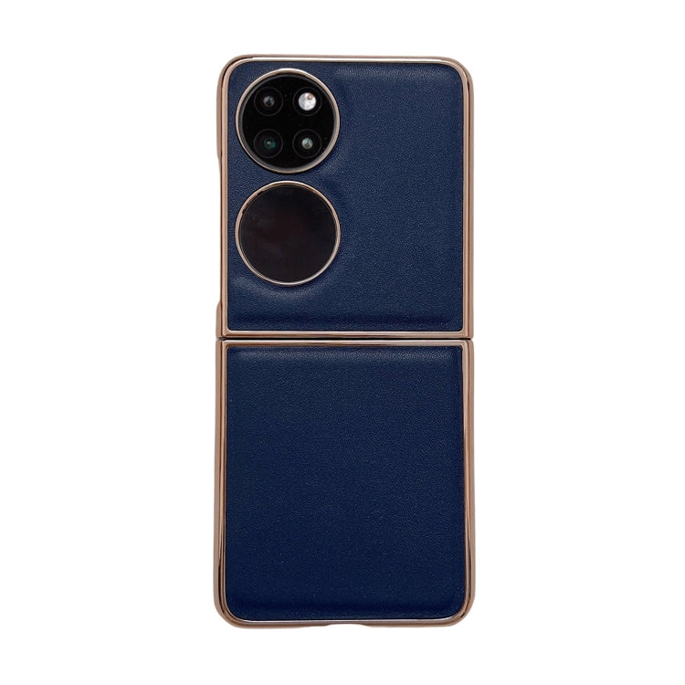 For Huawei P50 Pocket Genuine Leather Xiaoya Series Nano Plating Phone Case(Blue) - Huawei Cases by PMC TechLife | Online Shopping South Africa | PMC TechLife | Buy Now Pay Later Mobicred