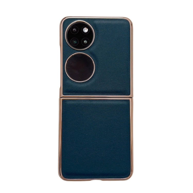 For Huawei P50 Pocket Genuine Leather Xiaoya Series Nano Plating Phone Case(Dark Green) - Huawei Cases by PMC TechLife | Online Shopping South Africa | PMC TechLife | Buy Now Pay Later Mobicred