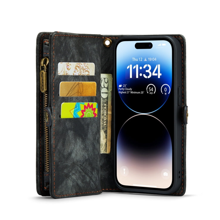 For iPhone 14 Pro CaseMe 008 Detachable Multifunctional Leather Phone Case(Black) - free shipping - PMC Jewellery - Order now!