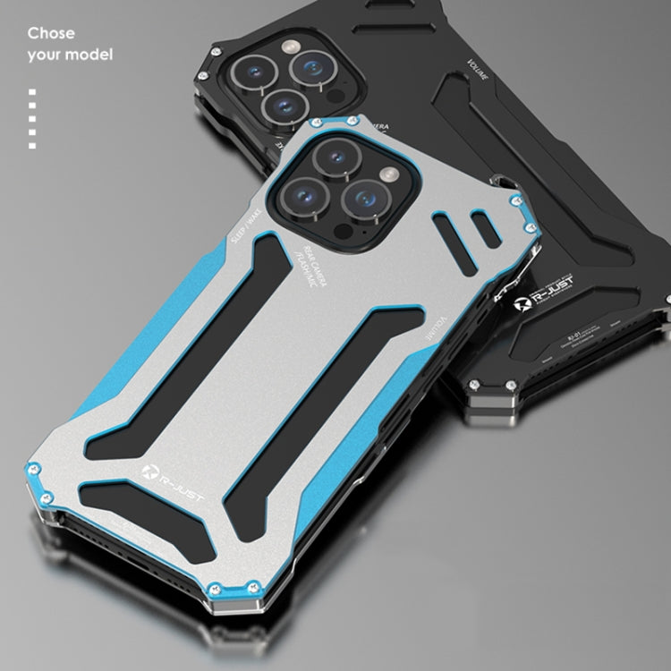For iPhone 14 Pro R-JUST RJ17 Shockproof Armor Metal Phone Case(Blue) - iPhone 14 Pro Cases by R-JUST | Online Shopping South Africa | PMC TechLife | Buy Now Pay Later Mobicred