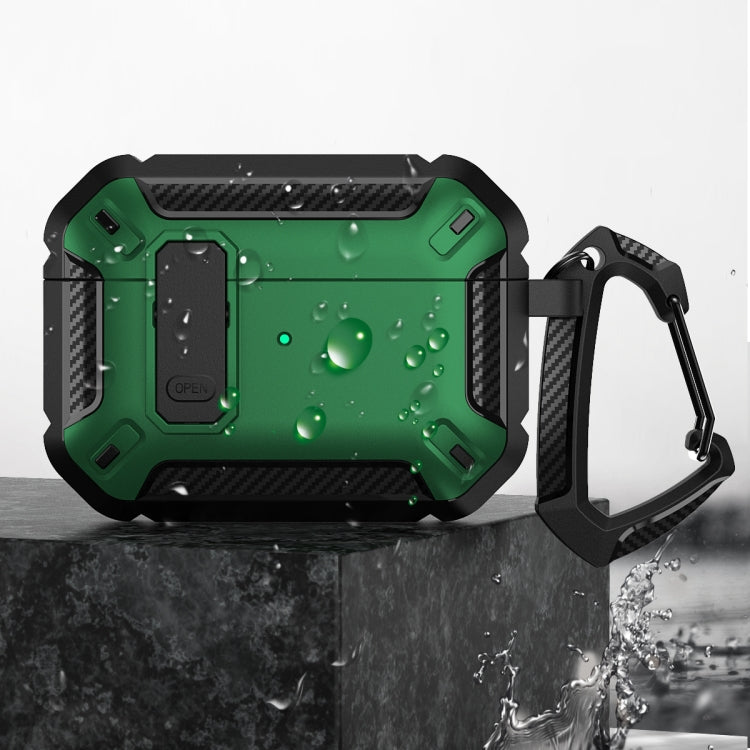 For AirPods Pro 2 Shield Shockproof Earphone Protective Case with Hook(Green) - For AirPods Pro 2 by PMC Jewellery | Online Shopping South Africa | PMC Jewellery | Buy Now Pay Later Mobicred