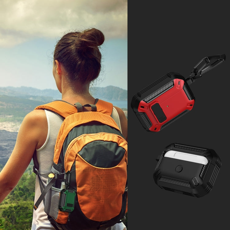For AirPods Pro 2 Shield Shockproof Earphone Protective Case with Hook(Black Red) - For AirPods Pro 2 by PMC Jewellery | Online Shopping South Africa | PMC Jewellery | Buy Now Pay Later Mobicred