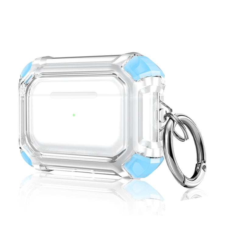 For AirPods Pro 2 Dual-color PC Shockproof Earphone Case with Hook(Sky Blue) - For AirPods Pro 2 by PMC Jewellery | Online Shopping South Africa | PMC Jewellery | Buy Now Pay Later Mobicred