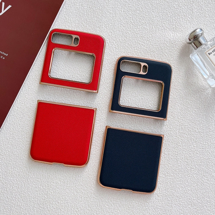For Motorola Moto Razr 2022 Genuine Leather Luolai Series Nano Plating Phone Case(Red) - Motorola Cases by PMC TechLife | Online Shopping South Africa | PMC TechLife | Buy Now Pay Later Mobicred