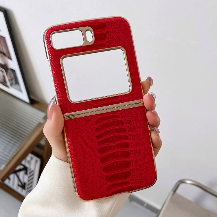 For Motorola Moto Razr 2022 Genuine Leather Weilai Series Nano Plating Phone Case(Red) - Motorola Cases by PMC TechLife | Online Shopping South Africa | PMC TechLife | Buy Now Pay Later Mobicred