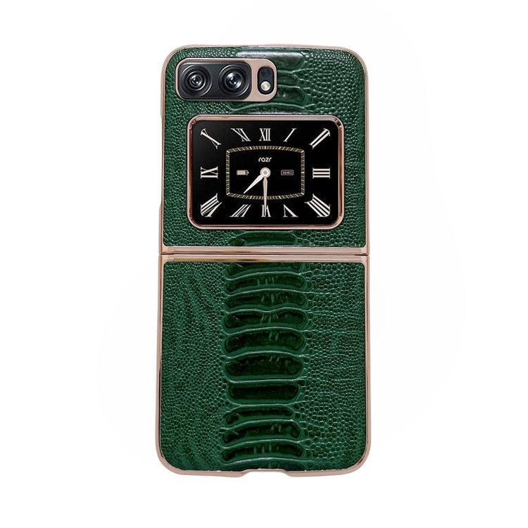 For Motorola Moto Razr 2022 Genuine Leather Weilai Series Nano Plating Phone Case(Green) - Motorola Cases by PMC TechLife | Online Shopping South Africa | PMC TechLife | Buy Now Pay Later Mobicred