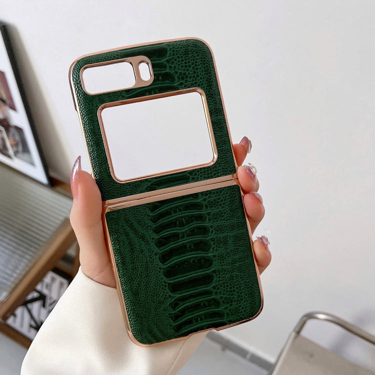 For Motorola Moto Razr 2022 Genuine Leather Weilai Series Nano Plating Phone Case(Green) - Motorola Cases by PMC TechLife | Online Shopping South Africa | PMC TechLife | Buy Now Pay Later Mobicred