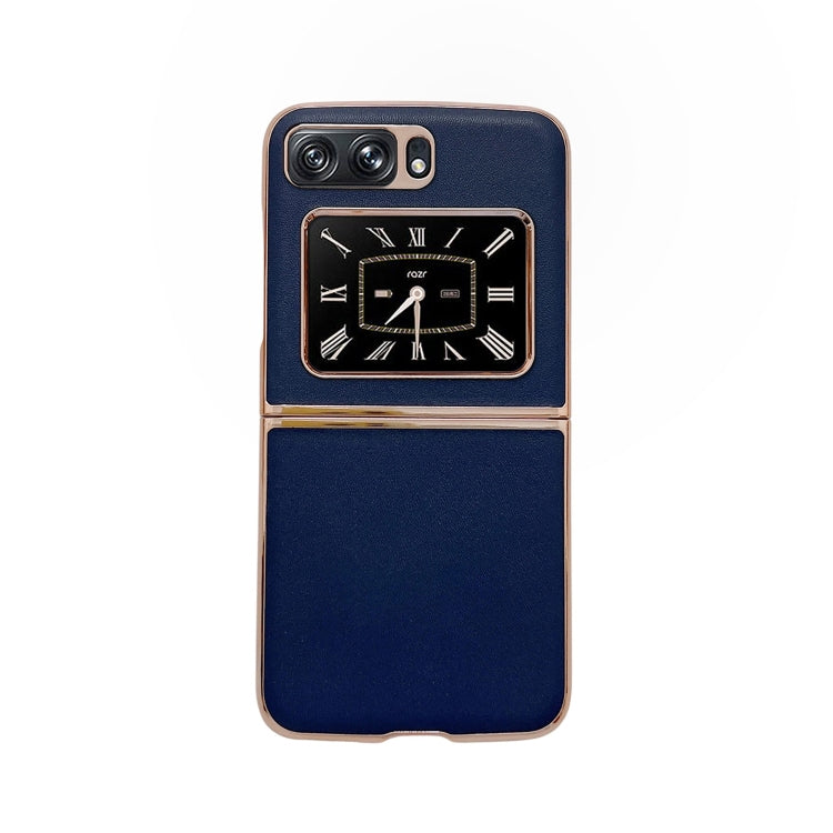 For Motorola Moto Razr 2022 Genuine Leather Xiaoya Series Nano Plating Phone Case(Blue) - Motorola Cases by PMC TechLife | Online Shopping South Africa | PMC TechLife | Buy Now Pay Later Mobicred