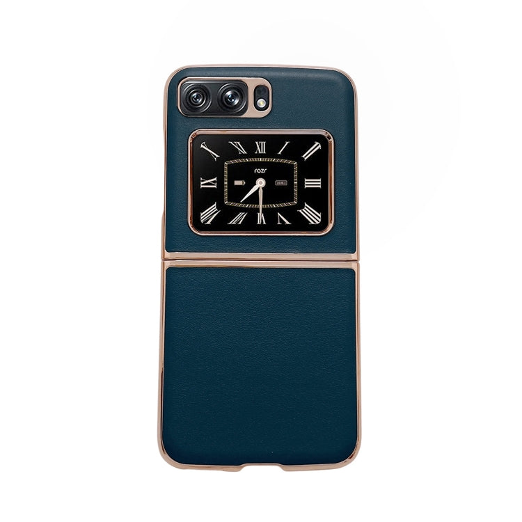 For Motorola Moto Razr 2022 Genuine Leather Xiaoya Series Nano Plating Phone Case(Dark Green) - Motorola Cases by PMC TechLife | Online Shopping South Africa | PMC TechLife | Buy Now Pay Later Mobicred