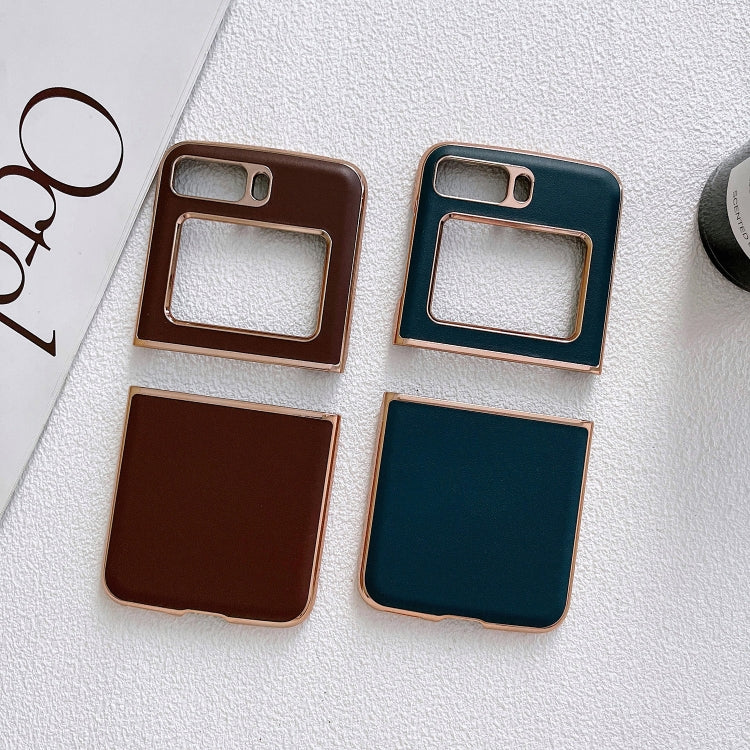 For Motorola Moto Razr 2022 Genuine Leather Xiaoya Series Nano Plating Phone Case(Blue) - Motorola Cases by PMC TechLife | Online Shopping South Africa | PMC TechLife | Buy Now Pay Later Mobicred