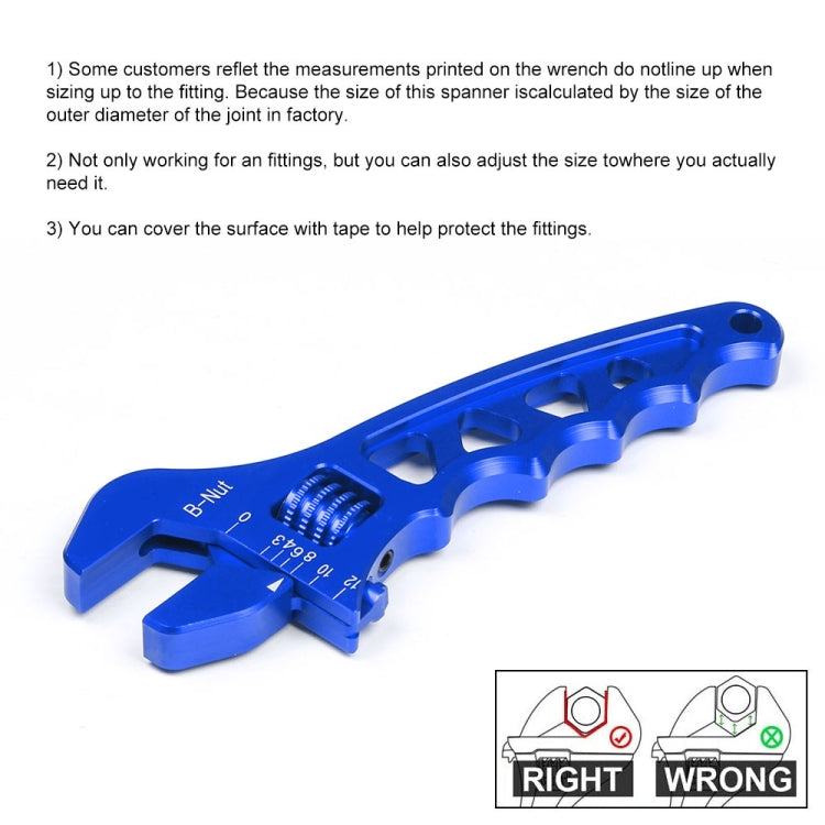 Car AN3-AN12 Adjustable Aluminum Wrench Hose Fitting Tool(Blue) - Sheet Metal Tools by PMC TechLife | Online Shopping South Africa | PMC TechLife | Buy Now Pay Later Mobicred