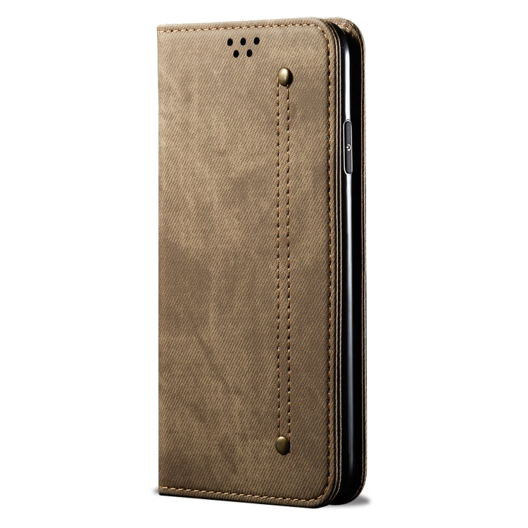 For OPPO Realme 6 Pro Denim Texture Casual Style Horizontal Flip Leather Case with Holder & Card Slots & Wallet(Khaki) - Realme Cases by PMC TechLife | Online Shopping South Africa | PMC TechLife | Buy Now Pay Later Mobicred