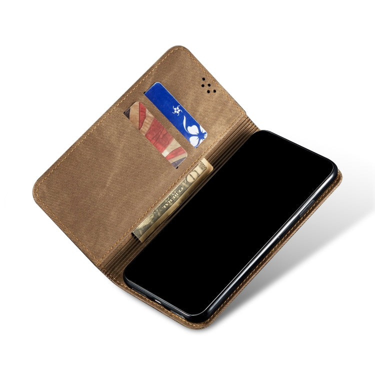 For OPPO Realme 6 Pro Denim Texture Casual Style Horizontal Flip Leather Case with Holder & Card Slots & Wallet(Khaki) - Realme Cases by PMC TechLife | Online Shopping South Africa | PMC TechLife | Buy Now Pay Later Mobicred