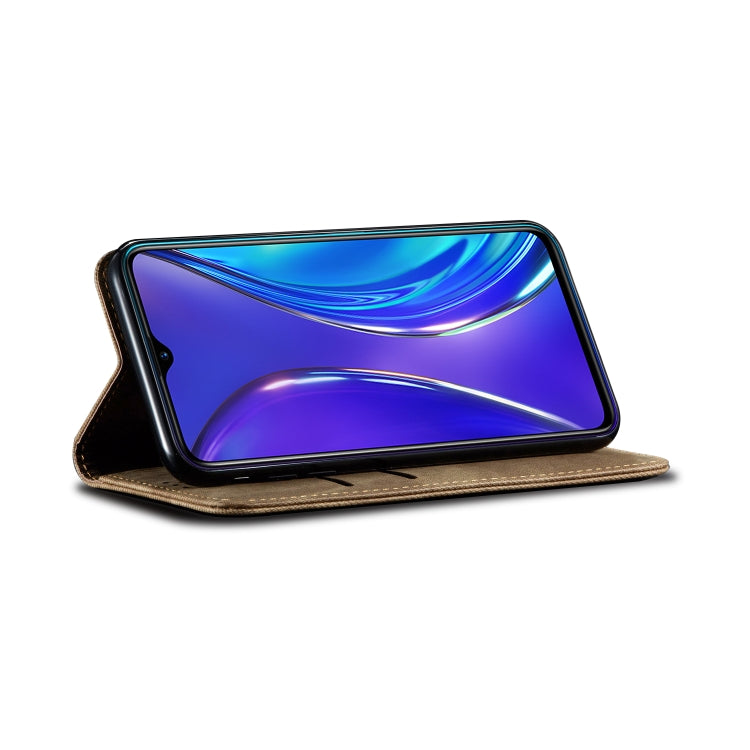 For OPPO Realme 6 Pro Denim Texture Casual Style Horizontal Flip Leather Case with Holder & Card Slots & Wallet(Khaki) - Realme Cases by PMC TechLife | Online Shopping South Africa | PMC TechLife | Buy Now Pay Later Mobicred