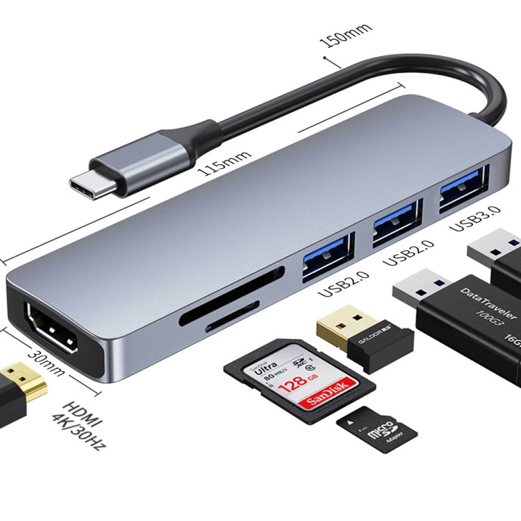 6-in-1 USB-C / Type-C to USB Docking Station HUB Adapter - free shipping - PMC Jewellery - Order now!
