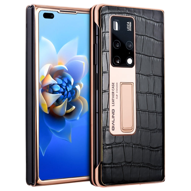 For Huawei Mate X2 QIALINO 2 in 1 Crocodile Pattern Genuine Leather + PC Phone Case(Black) - free shipping - PMC TechLife - Order now!