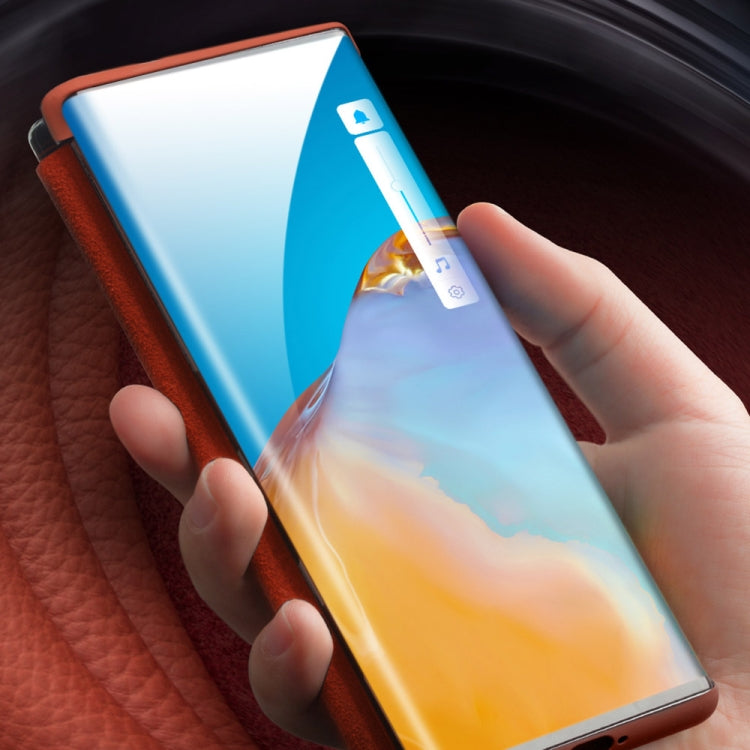 For Huawei P40 QIALINO Litchi Texture Side Window View Leather Phone Case(Orange) - free shipping - PMC TechLife - Order now!