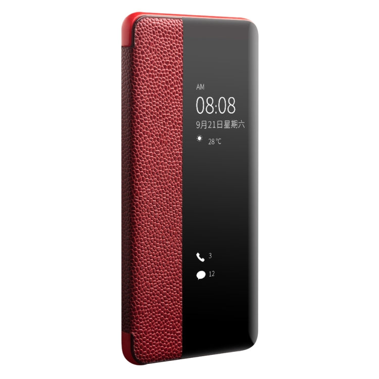 For Huawei P40 QIALINO XiangNai Texture Side Window View Leather Phone Case(Red) - free shipping - PMC TechLife - Order now!