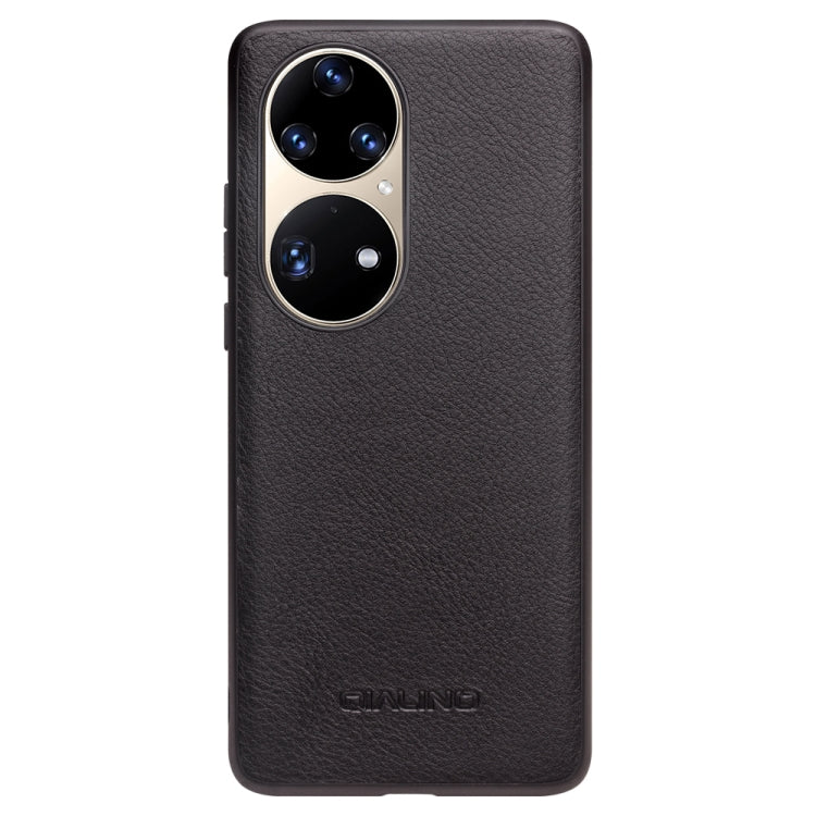 For Huawei P50 Pro QIALINO Cowhide Texture Genuine Leather Phone Case(Black) - free shipping - PMC TechLife - Order now!