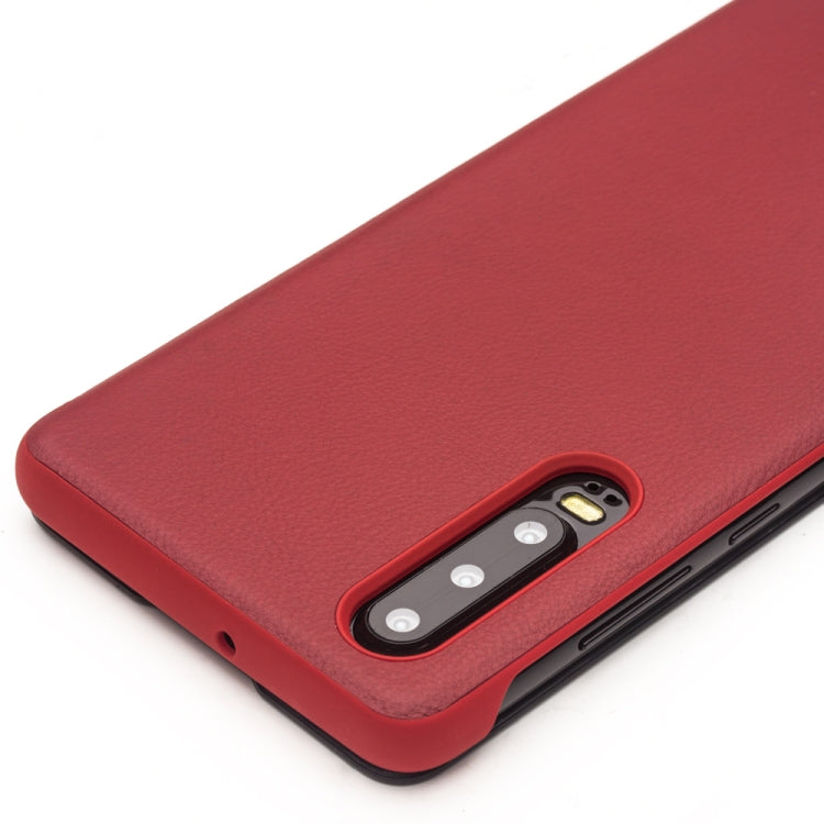 For Huawei P30 QIALINO Genuine Leather Side Window View Smart Phone Case(Red) - free shipping - PMC TechLife - Order now!