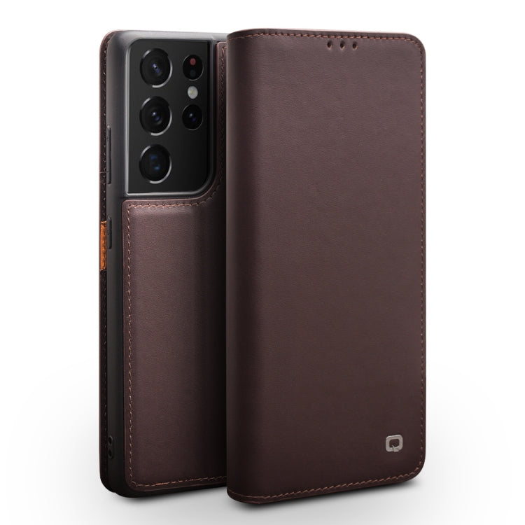 For Samsung Galaxy S21 Ultra 5G QIALINO Classic Gen2 Genuine Leather Phone Case(Brown) - free shipping - PMC TechLife - Order now!