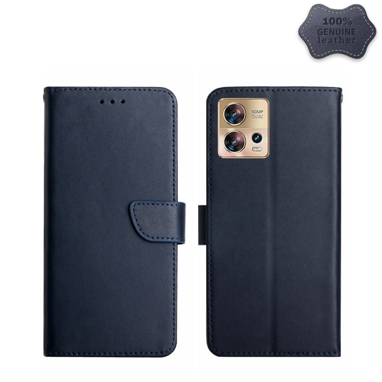 For Motorola Edge 30 Fusion/Moto S30 Pro Genuine Leather Fingerprint-proof Flip Phone Case(Blue) - Motorola Cases by PMC TechLife | Online Shopping South Africa | PMC TechLife | Buy Now Pay Later Mobicred