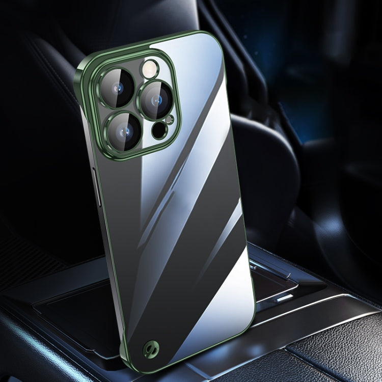For iPhone 13 Pro Max Electroplating Frameless Clear PC Phone Case(Green) - free shipping - PMC Jewellery - Order now!