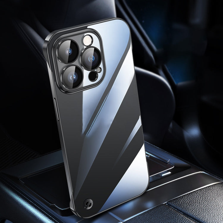 For iPhone 12 Pro Electroplating Frameless Clear PC Phone Case(Black) - iPhone 12 / 12 Pro Cases by PMC Jewellery | Online Shopping South Africa | PMC Jewellery | Buy Now Pay Later Mobicred