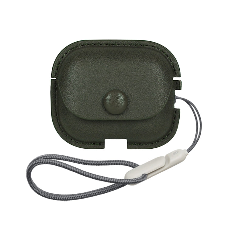 For AirPods Pro 2 Litchi Texture PU Leather Earphone Protective Case with Lanyard(Green) - For AirPods Pro 2 by PMC Jewellery | Online Shopping South Africa | PMC Jewellery | Buy Now Pay Later Mobicred