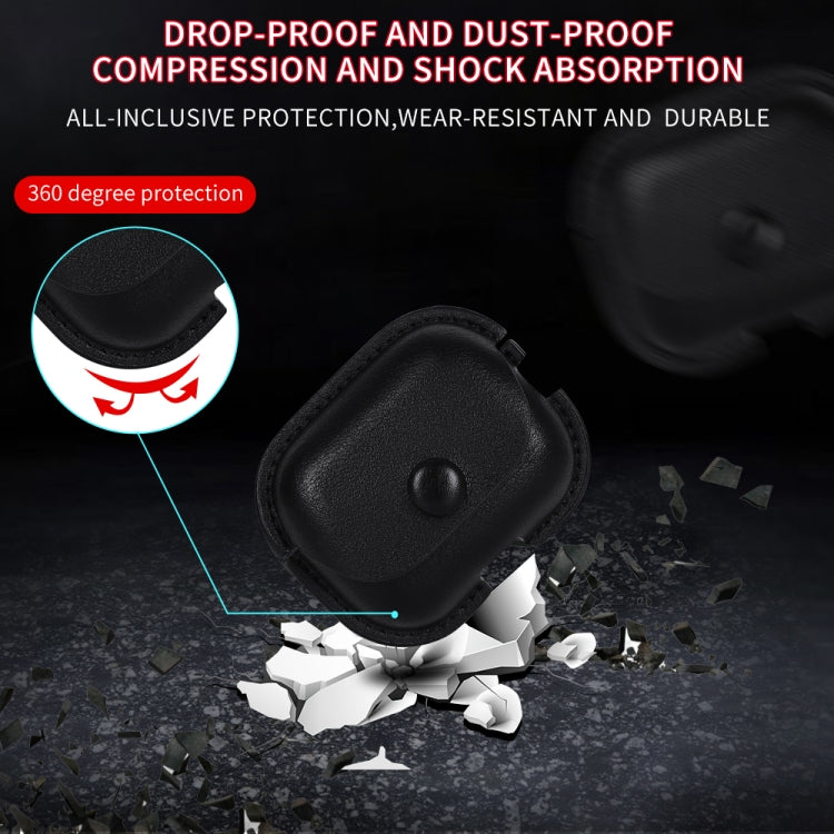 For AirPods Pro 2 Litchi Texture PU Leather Earphone Protective Case with Lanyard(Black) - For AirPods Pro 2 by PMC Jewellery | Online Shopping South Africa | PMC Jewellery | Buy Now Pay Later Mobicred