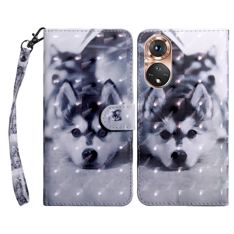 For Honor 50 3D Painted Leather Phone Case(Husky) - Honor Cases by PMC TechLife | Online Shopping South Africa | PMC TechLife